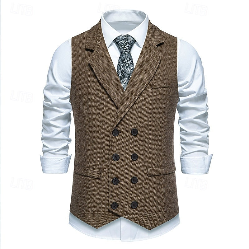 Bennett | Dubbelknäppt Herringbone Väst