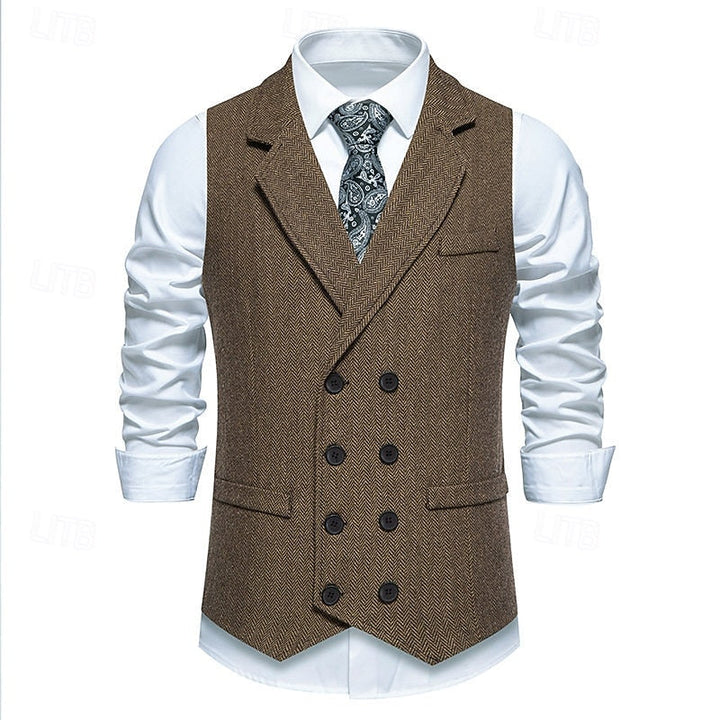 Bennett | Dubbelknäppt Herringbone Väst
