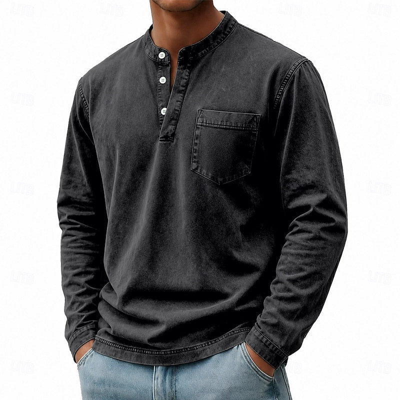 Blaine | Vintage Tvättad Henley Skjorta