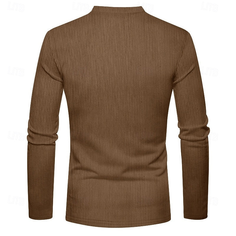 Elias | Ribbad långärmad Henley-tröja