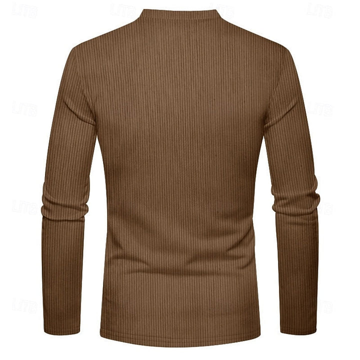 Elias | Ribbad långärmad Henley-tröja