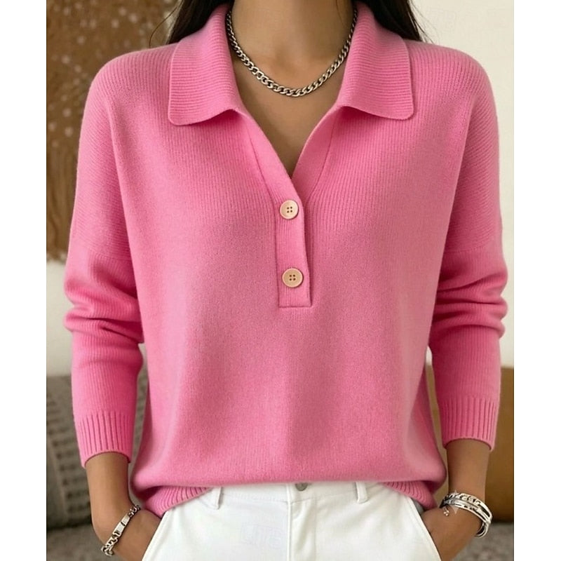 Eliza | Raffinerad Krage Knapp Pullover