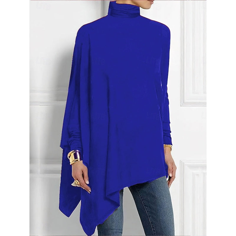 Evelyn | Draperad Asymmetrisk Turtleneck Topp
