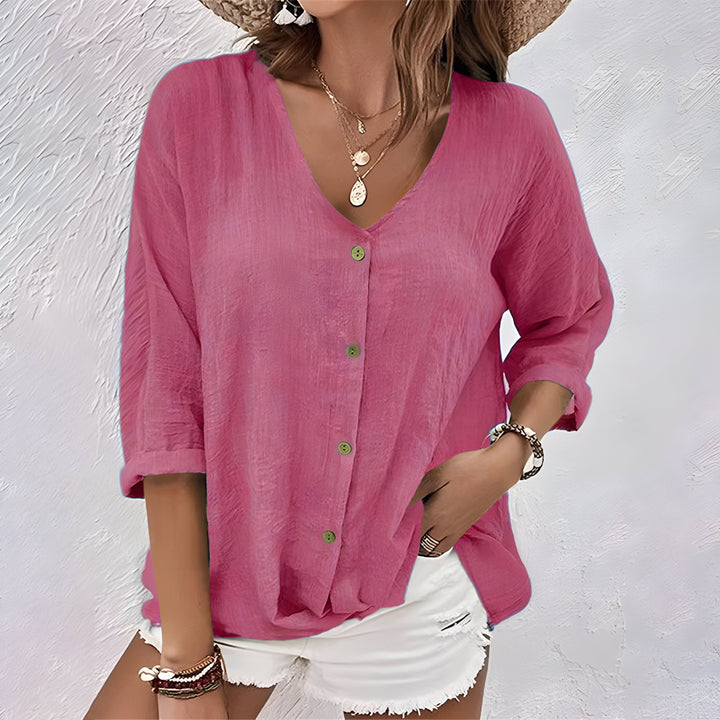 Giana | Avslappnad Knapp-up Blus