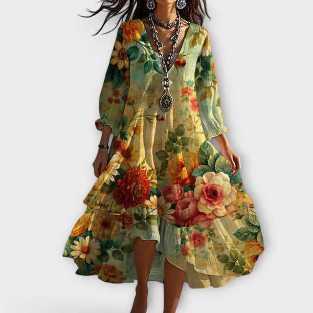 Cassidy | Vintage Boho V-ringad Sommarklänning