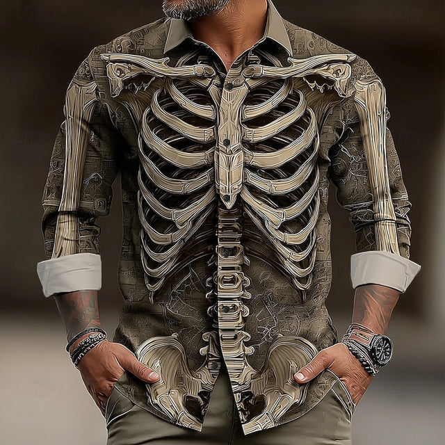 Ambrose | Halloween Skelett Knapp-up Skjorta