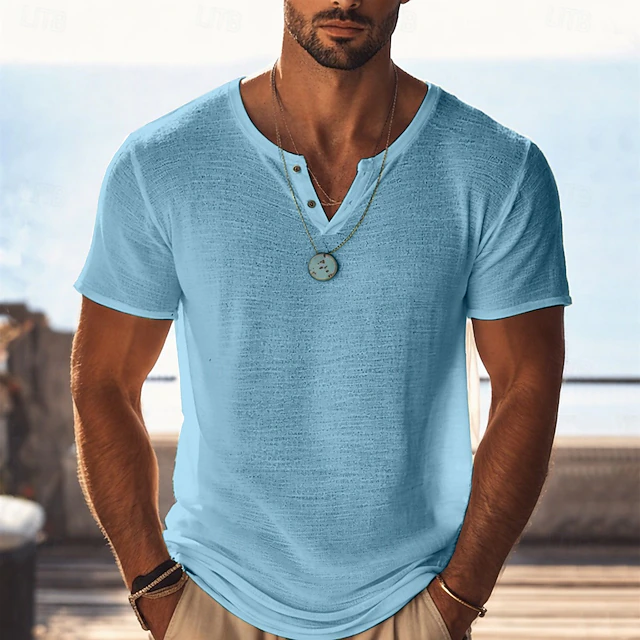 Oliver | Avslappnad Henley T-Shirt