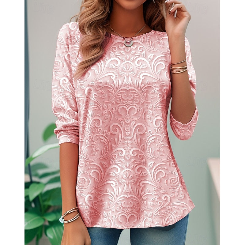 Noelle | Elegant Blommig Långärmad Tunika