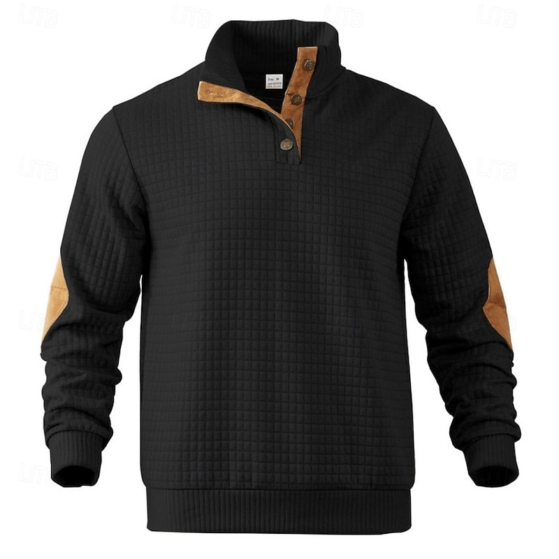 Garrett | Texturerad Pullover med Stående Krage
