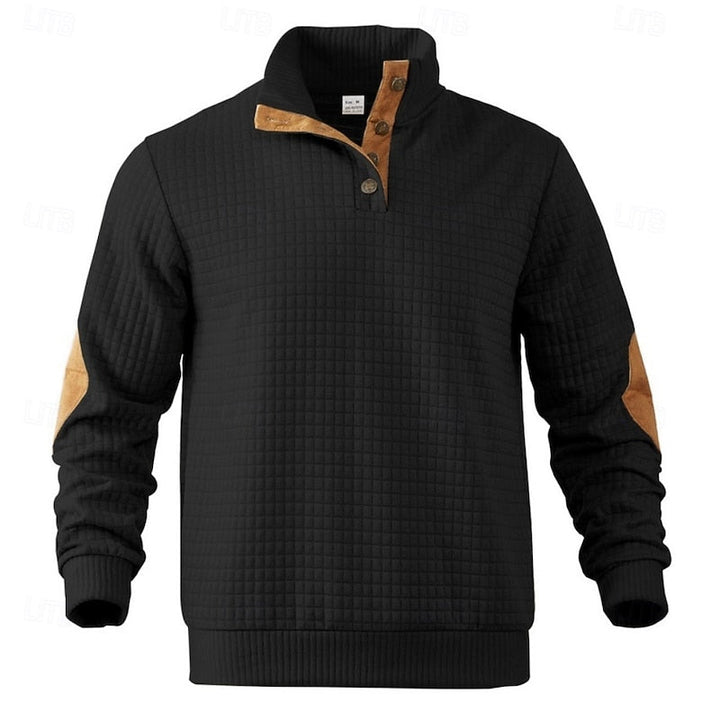 Garrett | Texturerad Pullover med Stående Krage