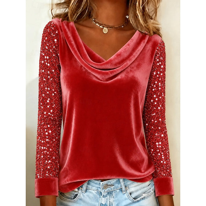 Marlene | Glittrande Cowl-Neck Topp