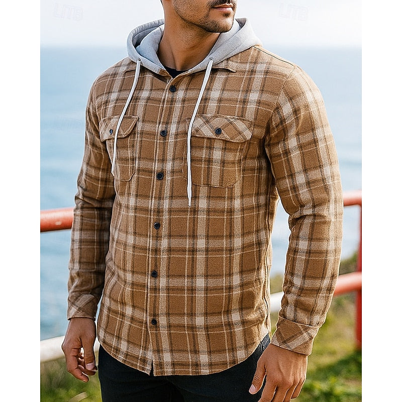 Emory | Robust Hooded Rutigt Skjorta Jacka