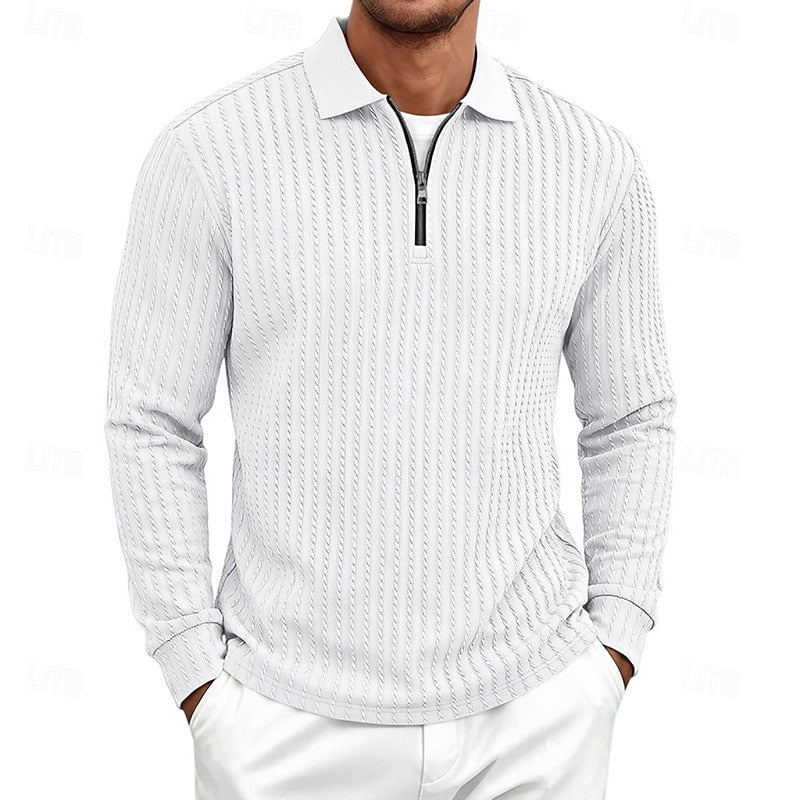 Rhett | Texturerad Quarter-Zip Polo Skjorta