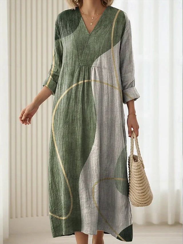 Mariah | Stilig V-ringad Multicolor Klänning