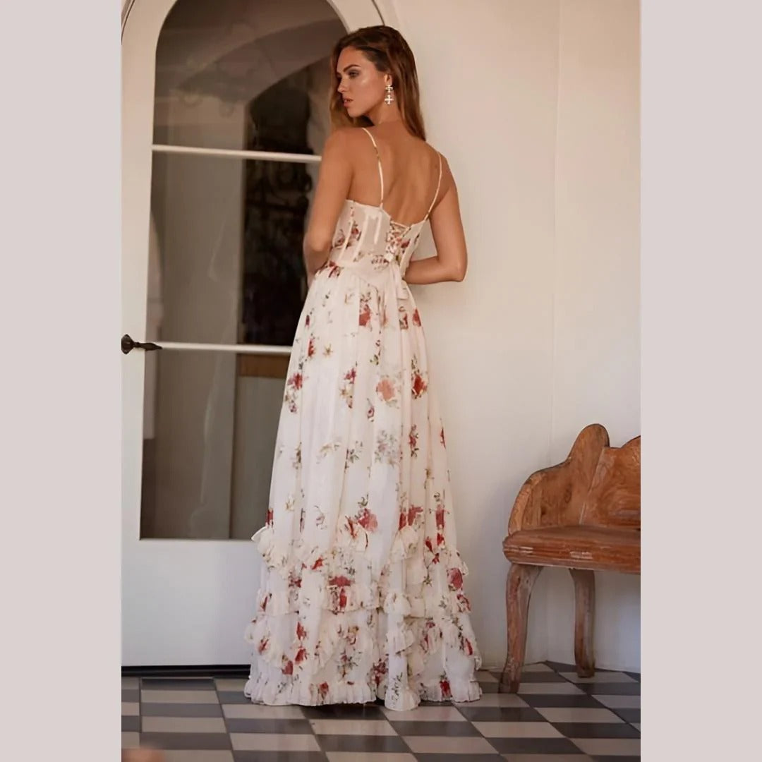 Zoey | Elegant Blommig Ärmlös Klänning