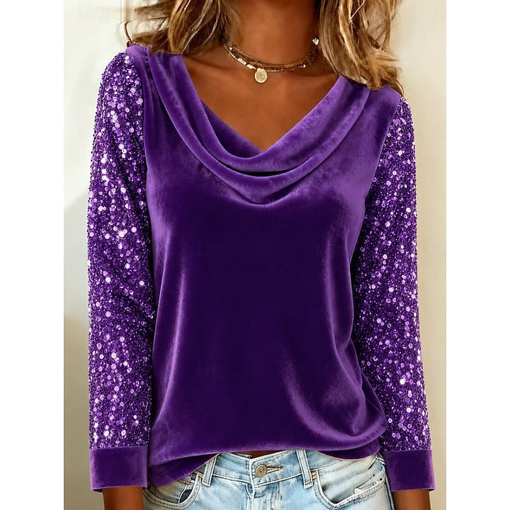 Marlene | Glittrande Cowl-Neck Topp