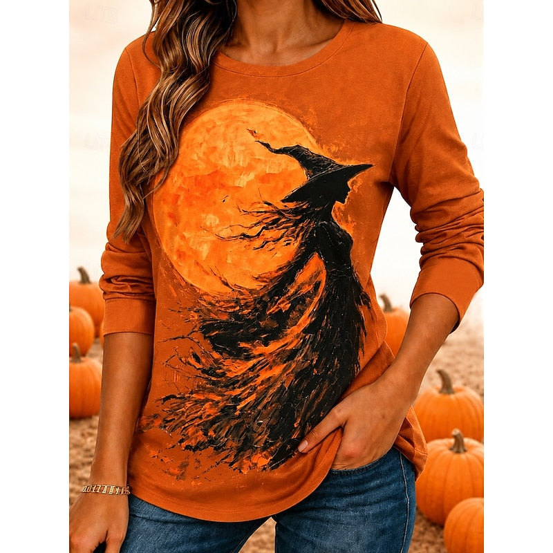 Fern | Halloween Häxa Grafik Långärmad Topp