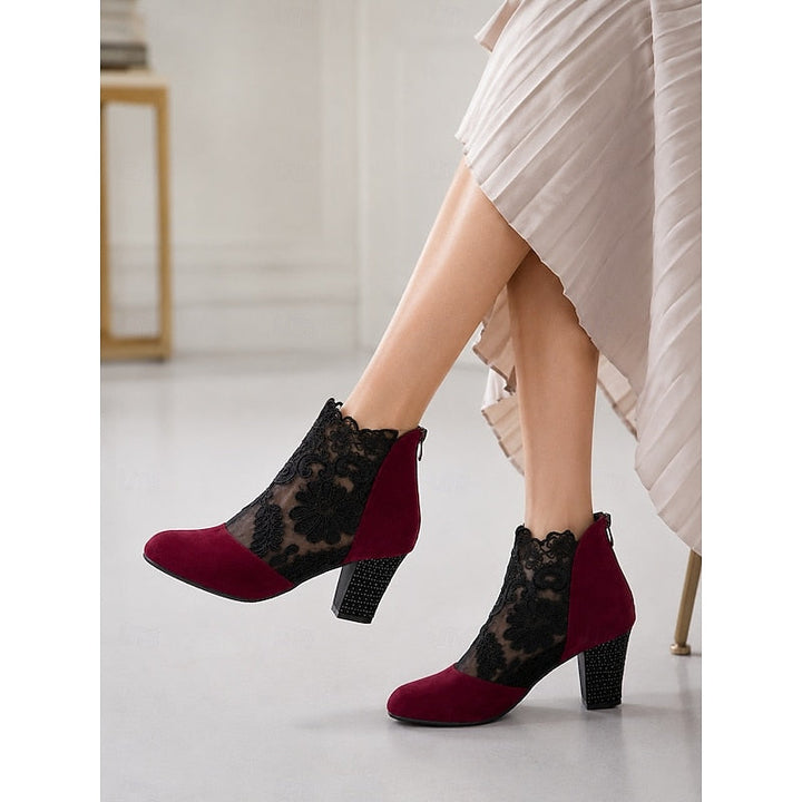 Belinda | Ankelboots med spetsdetalj