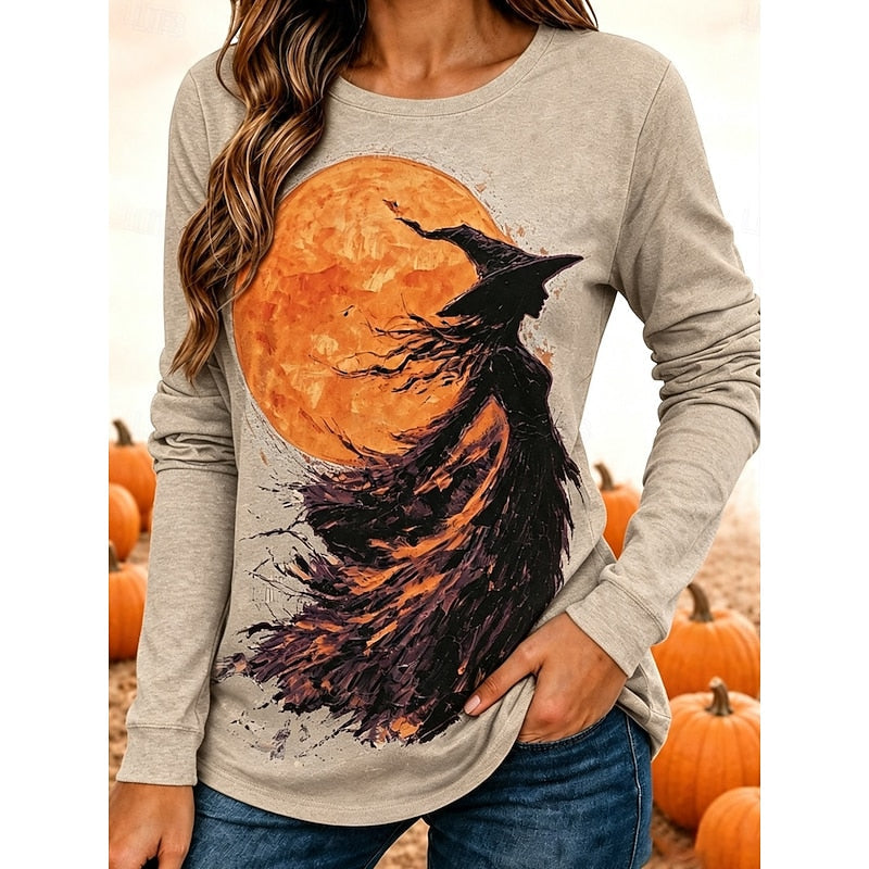 Fern | Halloween Häxa Grafik Långärmad Topp