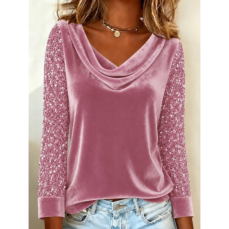 Marlene | Glittrande Cowl-Neck Topp