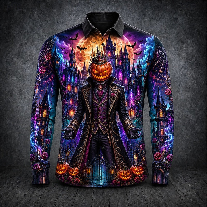 Thatcher | Halloween Gotisk Tryckt Långärmad Skjorta