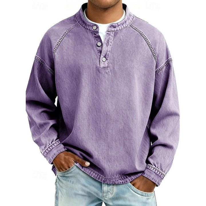 Trent | Vintage Tvättad Ståkrage Henley Skjorta