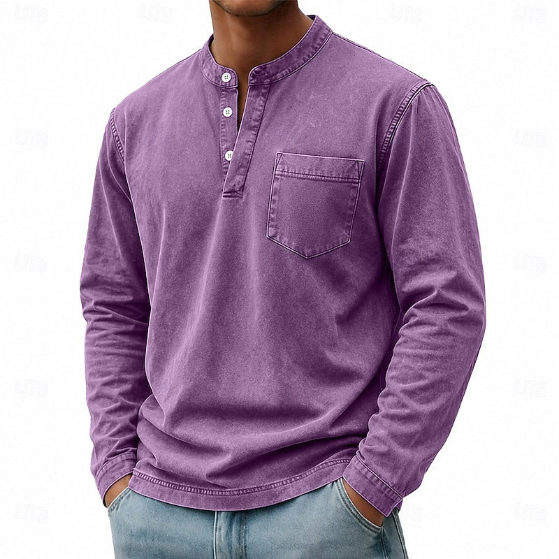 Blaine | Vintage Tvättad Henley Skjorta