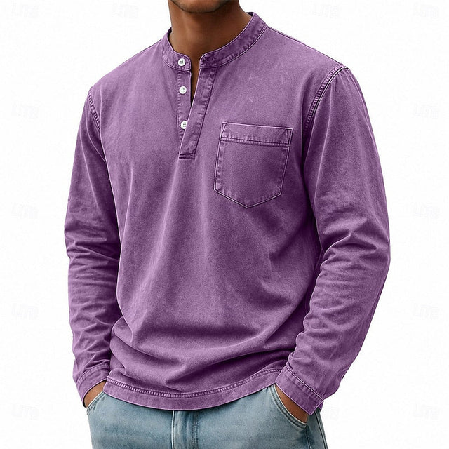 Blaine | Vintage Tvättad Henley Skjorta